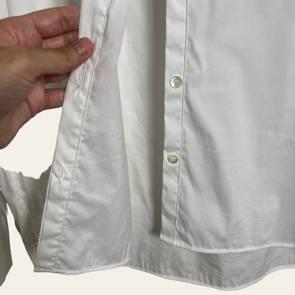 ELEVENTY Women's Solid White Pleated Bib Button Front Long Sleeve Shirt Size 8 - Picture 2 of 7